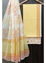 Cotton Yellow Casual Wear Printed Salwar Suit